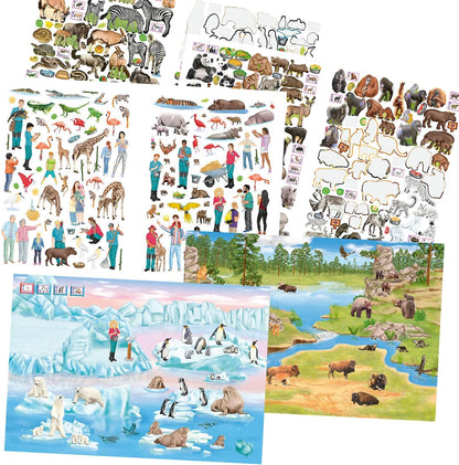 Depesche 13607 Creëer je dierentuin - kleurboek met 24 voorbedrukte pagina's om dierentuinmotieven te maken, incl. 3 dubbelpagina stickers