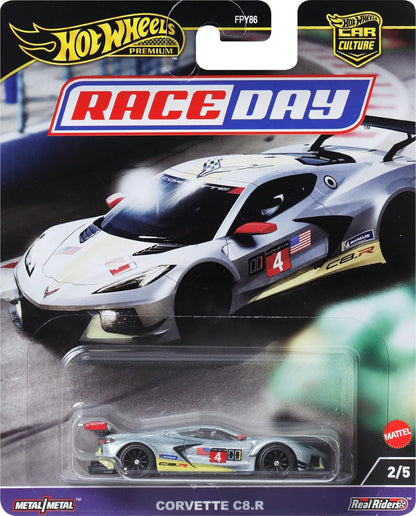 Hot Wheels Premium Car Culture Collectible Toy Car, 1:64 Scale Die-Cast Corvette C8 R, Race Day Vehicle with Real Riders Tires