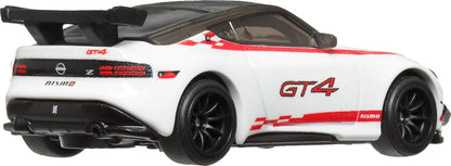 Hot Wheels Premium Car Culture Collectible Toy Car, 1:64 Scale Die-Cast Nissan Z GT 4, Race Day Vehicle with Real Riders Tires
