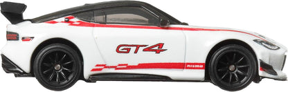Hot Wheels Premium Car Culture Collectible Toy Car, 1:64 Scale Die-Cast Nissan Z GT 4, Race Day Vehicle with Real Riders Tires