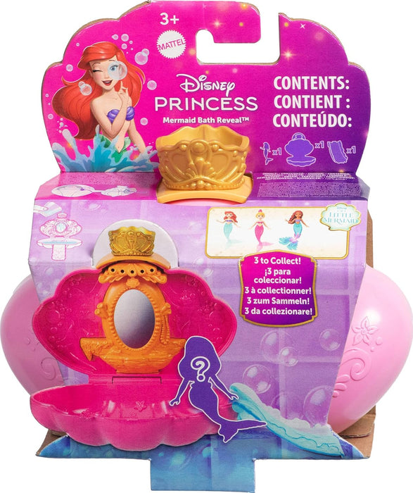 Mattel Disney Princess Mermaid Bath Surprise Small Dolls & Accessories in Shell Playsets with Slides, Inspired by Disney Movies