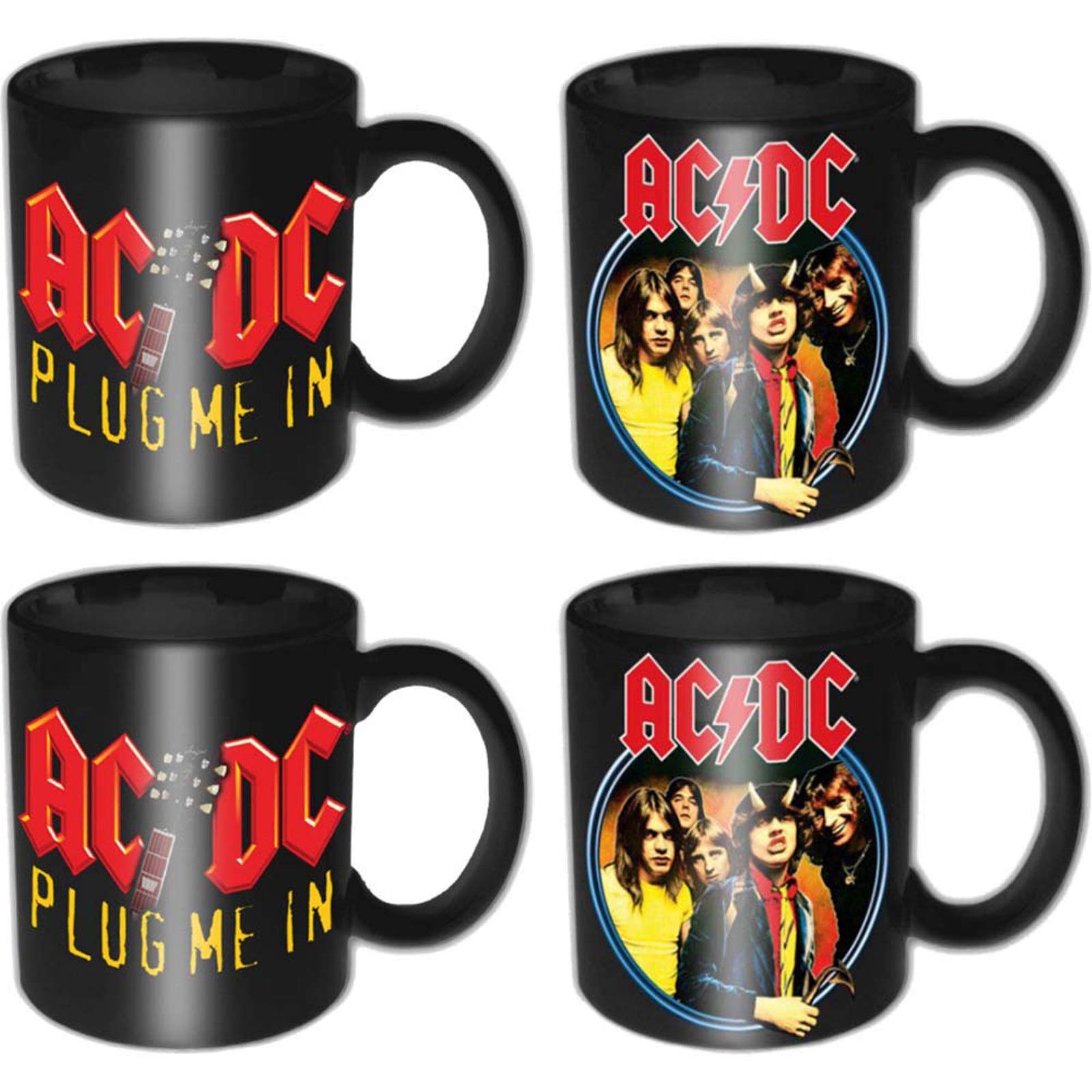 AC/DC 4 Piece Mini Mug Set Devil Angus & Plug Me in (Individually Boxed)
