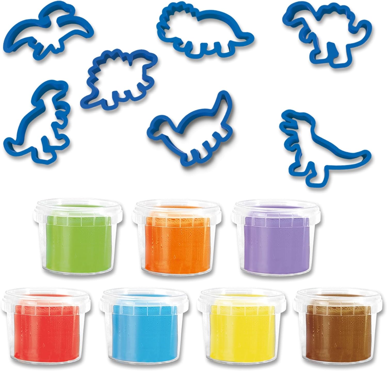 SES Creative 00503 Dino Clay Mega Set - Create Dinosaur Figures with 7 Moulds and 7 Colours of Washable Clay - Gluten-Free and Vegan-Friendly - Perfect for Creative Play for Kids Aged 2+