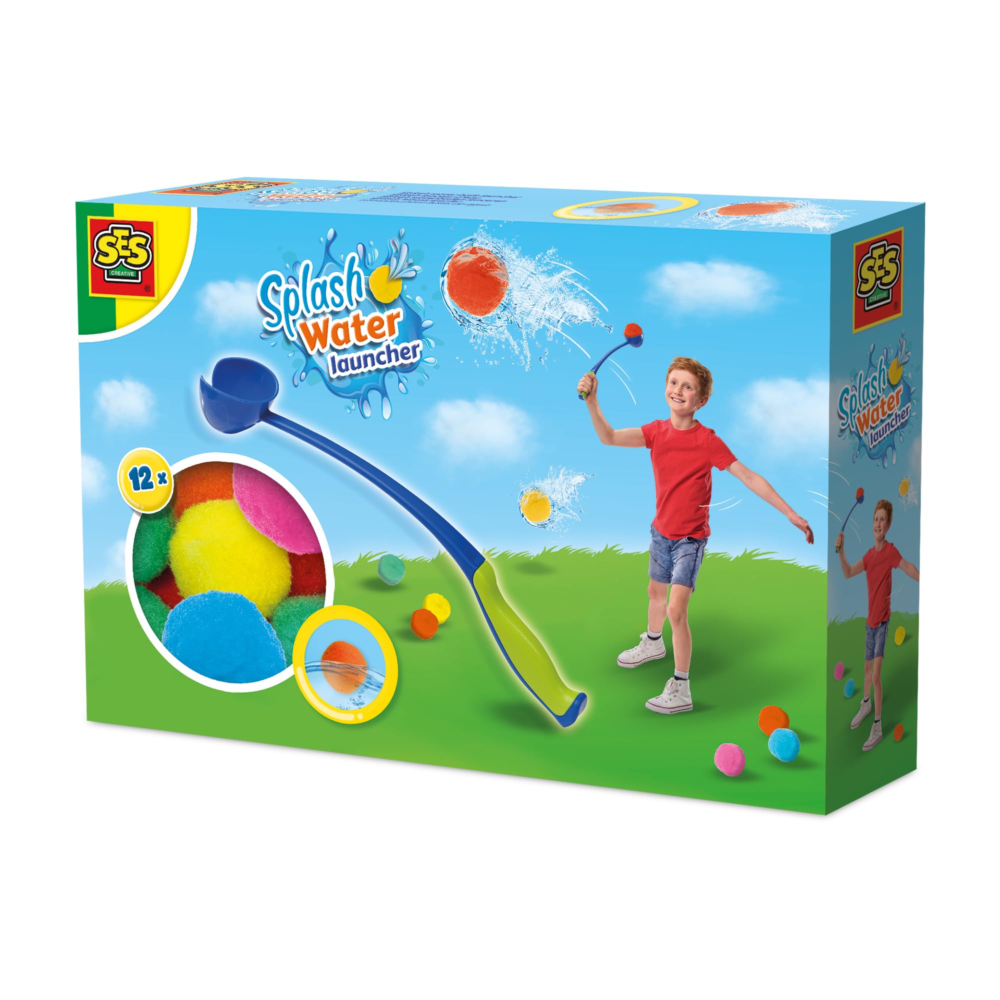 SES Creative 02318 Splash Waterbalwerper, herbruikbare waterballonnen tot 25 meter, herbruikbaar, waterspeelgoed, voor kinderen vanaf 3 jaar