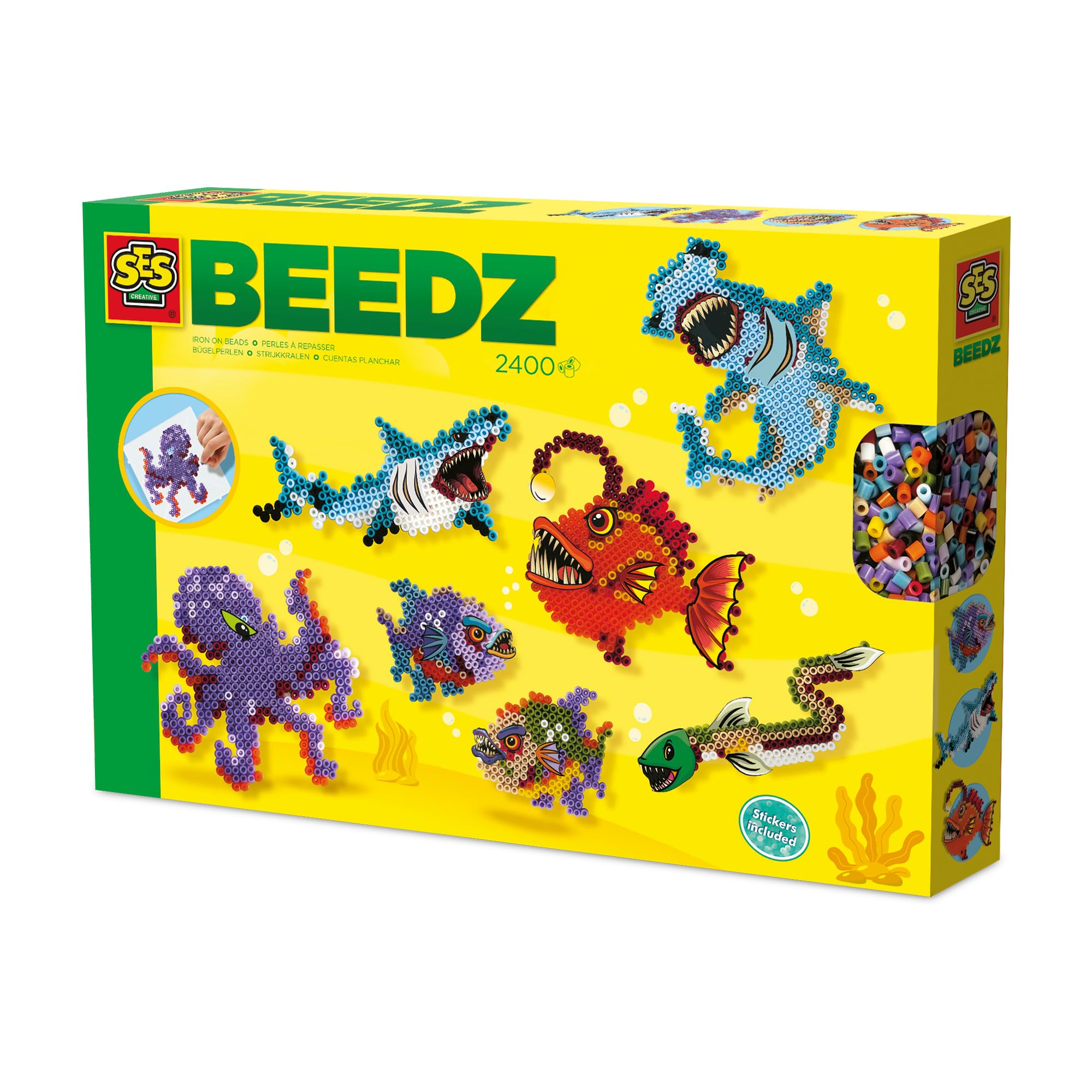 SES Creative 06209 Beedz Cool Sea Creatures - Crafting - Ironing Beads - Includes Beads and Pegboard