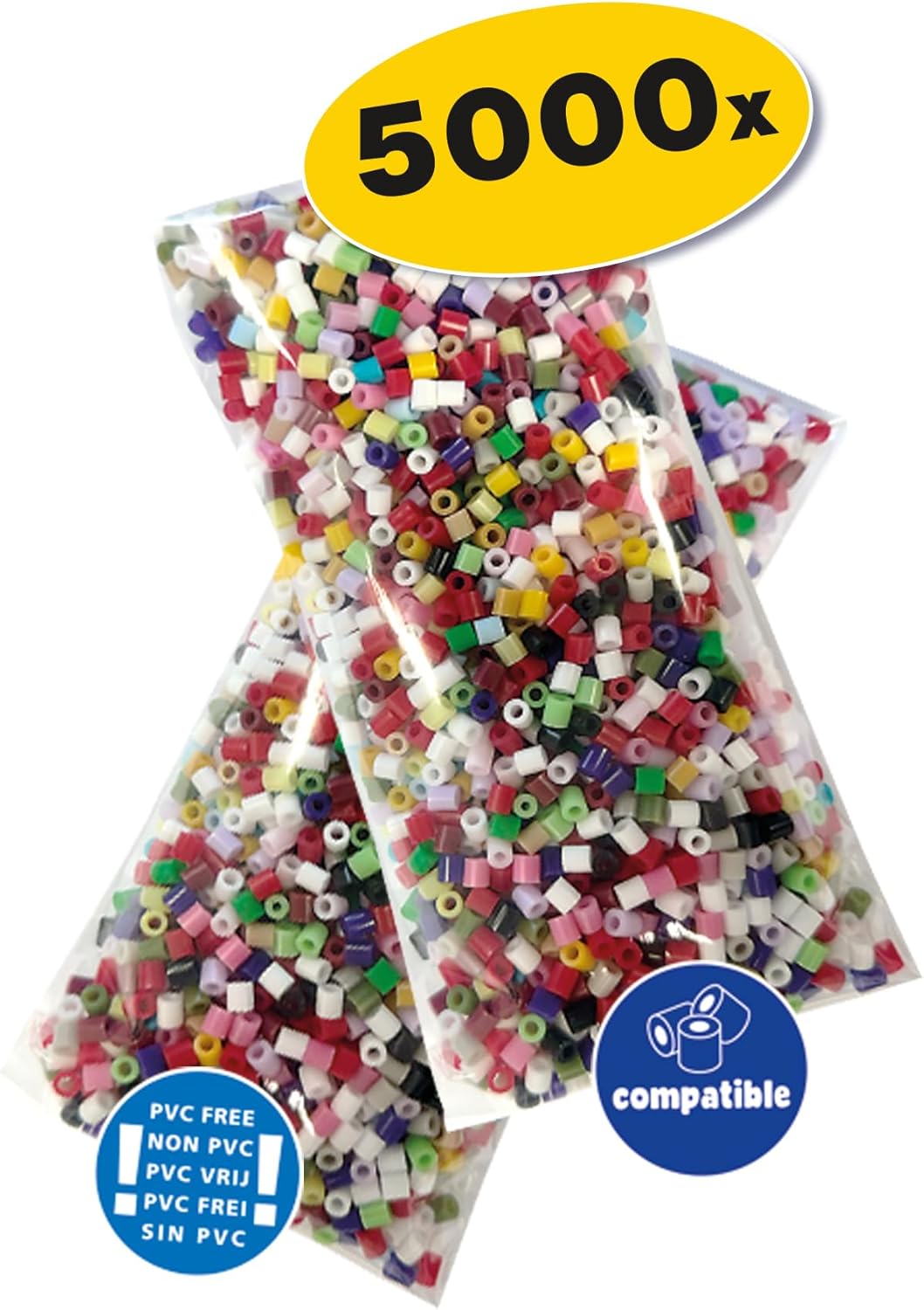 SES Creative 09363 Beedz Art - Joker or Harley Quinn - Create a Split-Face Portrait with Ironing Beads - 5000 Beads - Crafting for Adults