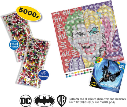 SES Creative 09363 Beedz Art - Joker or Harley Quinn - Create a Split-Face Portrait with Ironing Beads - 5000 Beads - Crafting for Adults