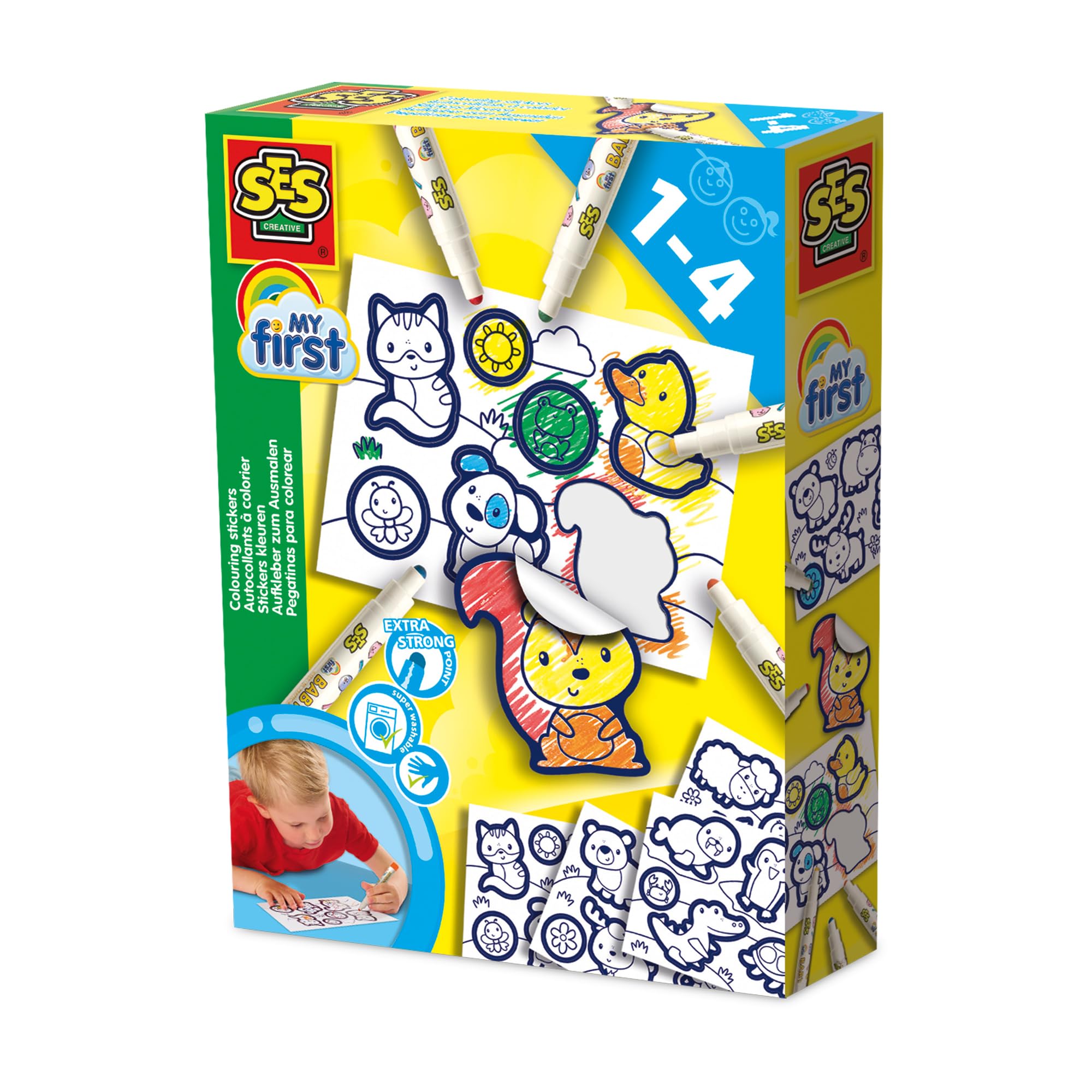 SES Creative 14475 My First Colouring Stickers - Creative Play Kit for Kids Aged 1+ - 26 Stickers to Decorate - Safe Materials - Fun Craft Activity for Little Hands