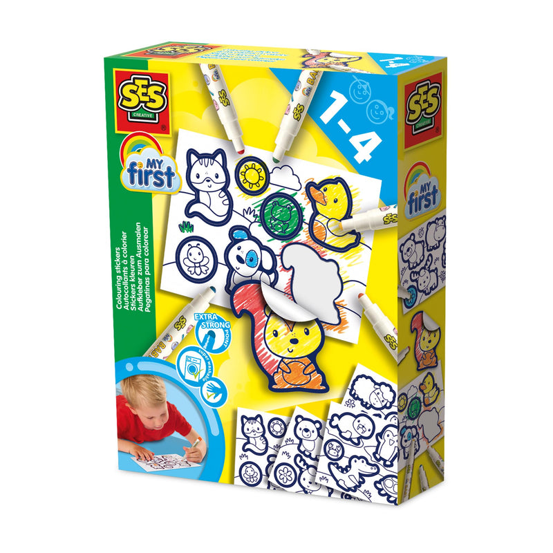 SES Creative 14475 My First Colouring Stickers - Creative Play Kit for Kids Aged 1+ - 26 Stickers to Decorate - Safe Materials - Fun Craft Activity for Little Hands