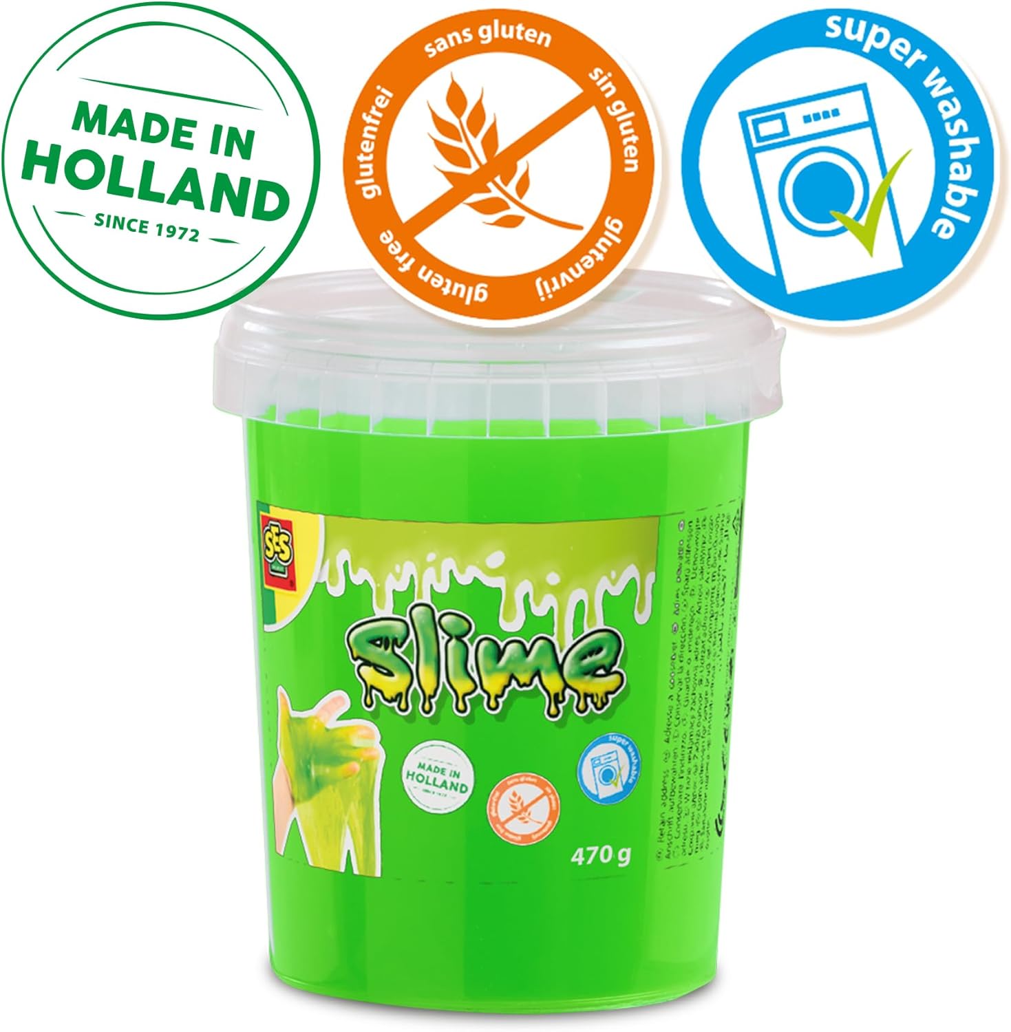 SES Creative 15031 - Muco verde neon in tazza, 470 g, giocattolo per bambini dai 3 anni in su