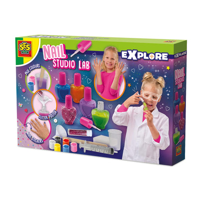 SES Creative 25141 Nagelstudio-laboratorium, nagellak voor kinderen, maak je eigen nagellak, mintspeelgoed, experimenteerdoos, voor kinderen vanaf 8 jaar