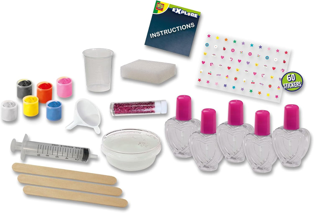 SES Creative 25141 Nagelstudio-laboratorium, nagellak voor kinderen, maak je eigen nagellak, mintspeelgoed, experimenteerdoos, voor kinderen vanaf 8 jaar