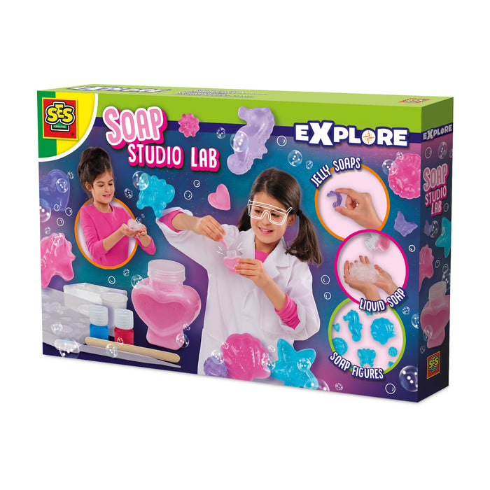 SES Creative 25142 - Soap Studio Lab - DIY Soap Making Kit for Kids - Create Liquid, Solid, and Gel Soaps - Experiment Kit - Crafting for Girls