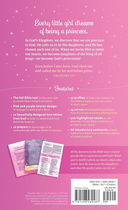 My Beautiful Princess Bible NLT (Leatherlike, Pink Sparkles)