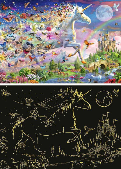 Children's puzzle 200 XXL Teile - Leuchtendes Schmetterlingseinhorn