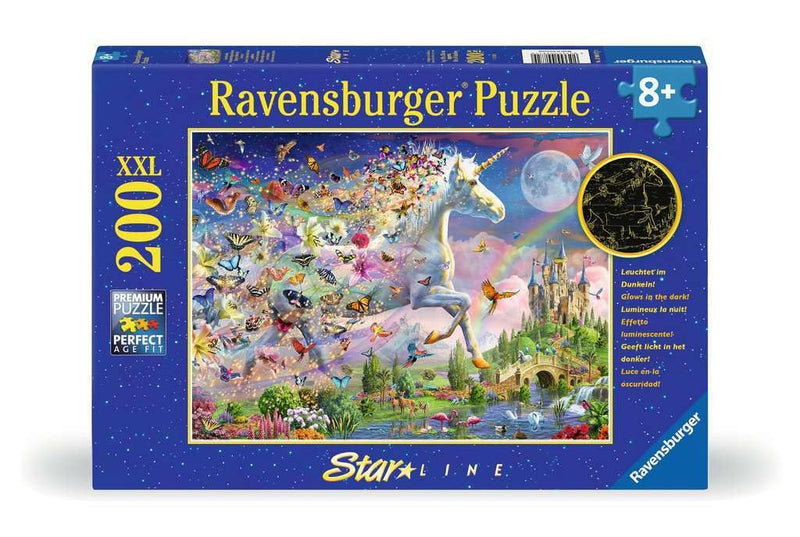 Children's puzzle 200 XXL Teile - Leuchtendes Schmetterlingseinhorn