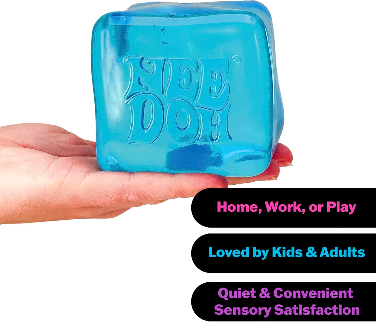 Schylling NeeDoh Niceberg - Sensory Squeeze Toy - Super Solid Squish - 7,6 cm Cube - Kleur kan variëren (Pack van 1
