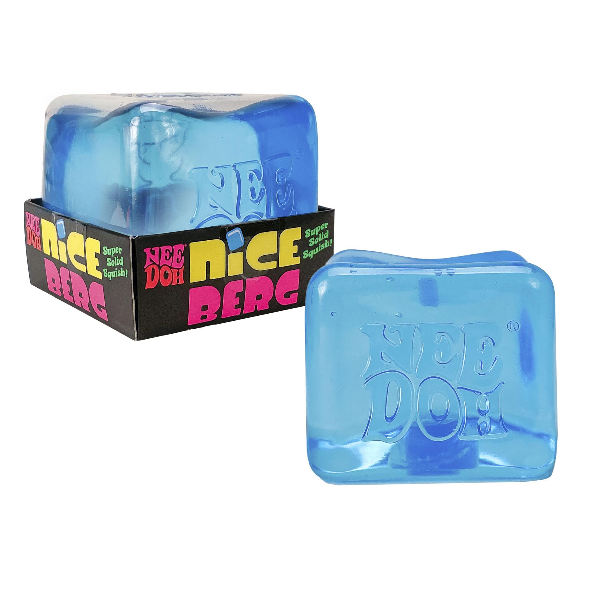 Schylling NeeDoh Niceberg - Sensory Squeeze Toy - Super Solid Squish - 7,6 cm Cube - Kleur kan variëren (Pack van 1