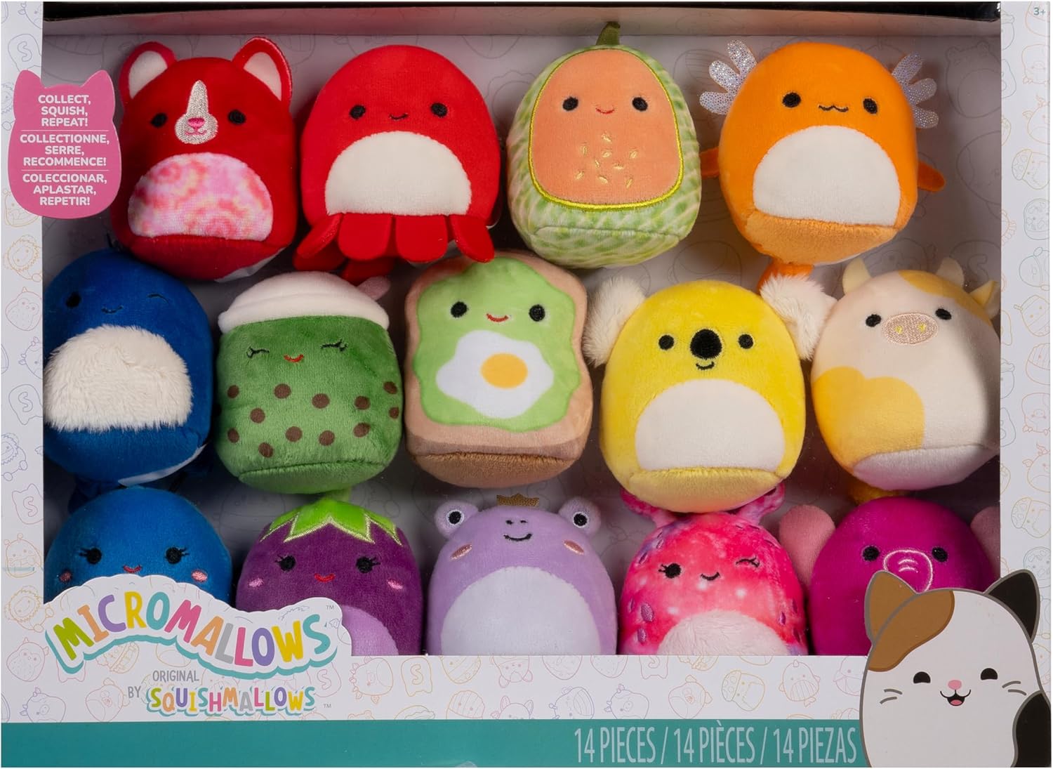 Squishmallows Originele Micromallows Pluche Regenboog 14-Pack (Amazon Exclusive
