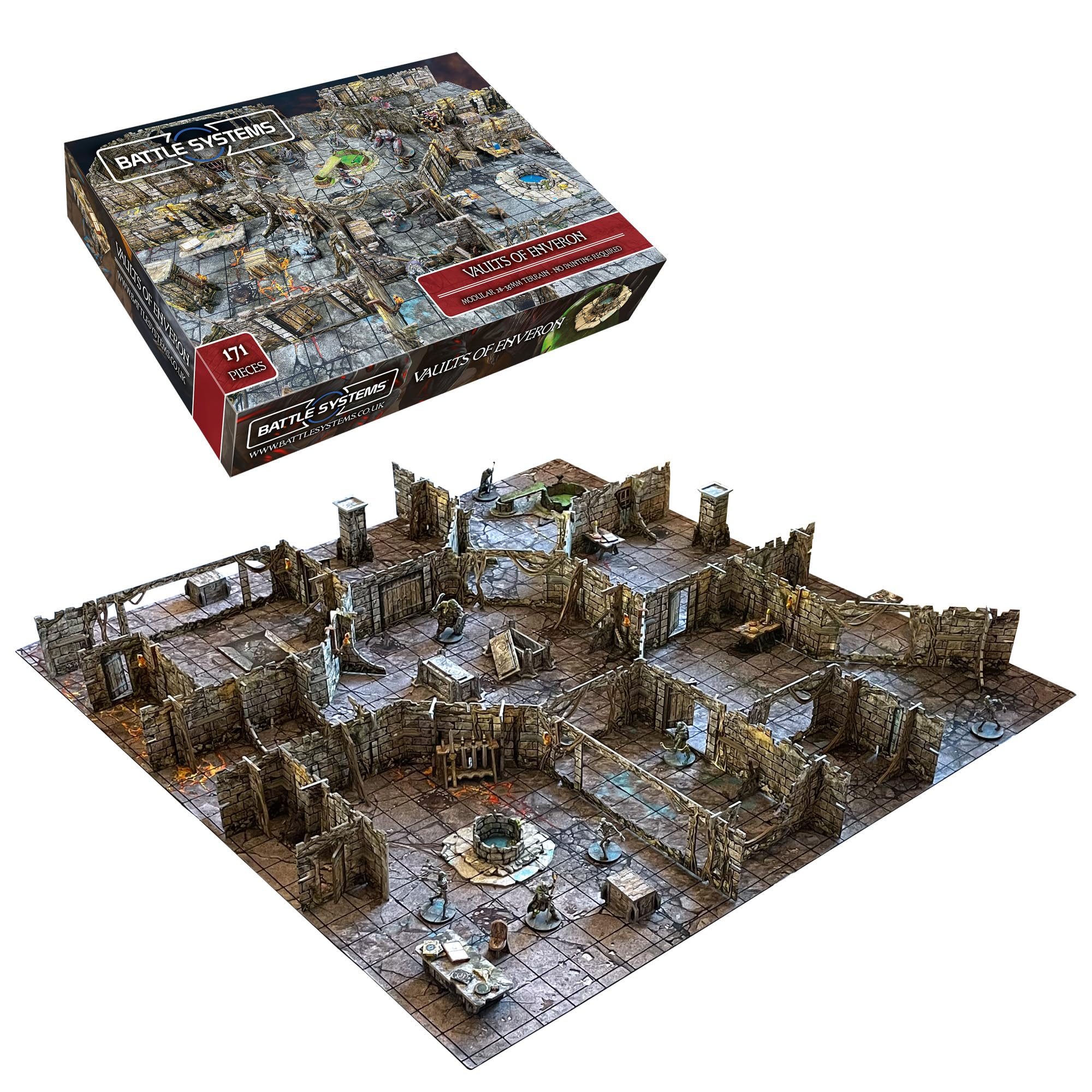 Fantasy Dungeon Terrain Vaults of Enveron Core Set - Battle Systems Terrain Immersive Scenery for D&D DND Maladum Pathfinder RPGs Full Color Heavy Duty Cardstock Printed Both Sides