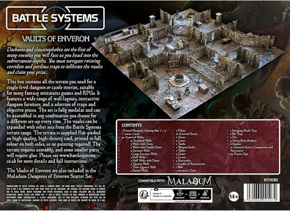 Fantasy Dungeon Terrain Vaults of Enveron Core Set - Battle Systems Terrain Immersive Scenery for D&D DND Maladum Pathfinder RPGs Full Color Heavy Duty Cardstock Printed Both Sides