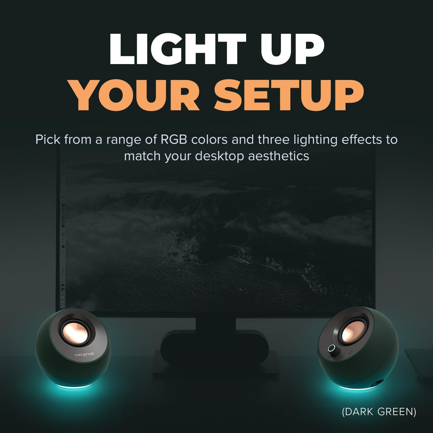 CREATIVE Pebble Pro Minimalist 2.0 USB-C Computer Speakers with Bluetooth 5.3 and Customizable RGB Lighting, Clear Dialog and BassFlex Tech, USB Audio, Headset Port, for PC and Mac