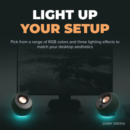 CREATIVE Pebble Pro Minimalist 2.0 USB-C Computer Speakers with Bluetooth 5.3 and Customizable RGB Lighting, Clear Dialog and BassFlex Tech, USB Audio, Headset Port, for PC and Mac