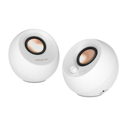 CREATIVE Pebble Pro Minimalist 2.0 USB-C Computer Speakers with Bluetooth 5.3 and Customizable RGB Lighting, Clear Dialog and BassFlex Tech, USB Audio, Headset Port, for PC and Mac