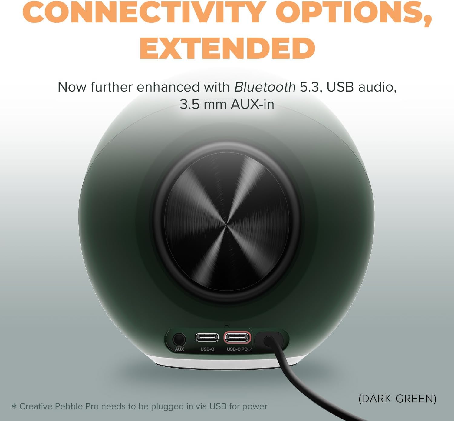 CREATIVE Pebble Pro Minimalist 2.0 USB-C Computer Speakers with Bluetooth 5.3 and Customizable RGB Lighting, Clear Dialog and BassFlex Tech, USB Audio, Headset Port, for PC and Mac