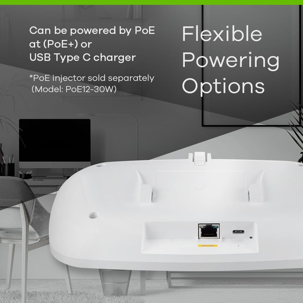 Zyxel WiFi 7 BE6500 Wireless Access Point Dual-Radio | Alimentazione PoE+ o USB Type C (non inclusa) | Gestione Cloud, App o Diretta