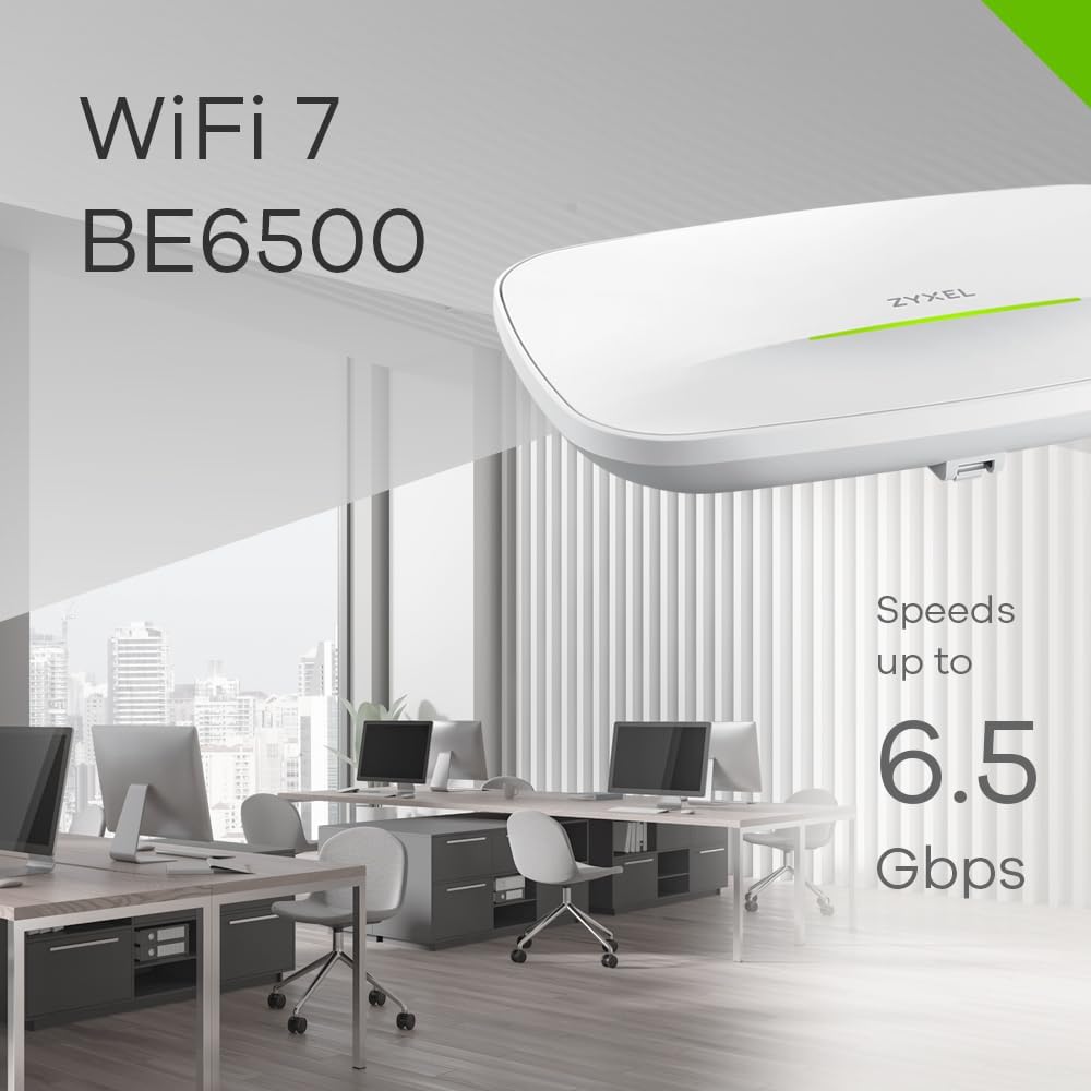 Zyxel WiFi 7 BE6500 Wireless Access Point Dual-Radio | Alimentazione PoE+ o USB Type C (non inclusa) | Gestione Cloud, App o Diretta