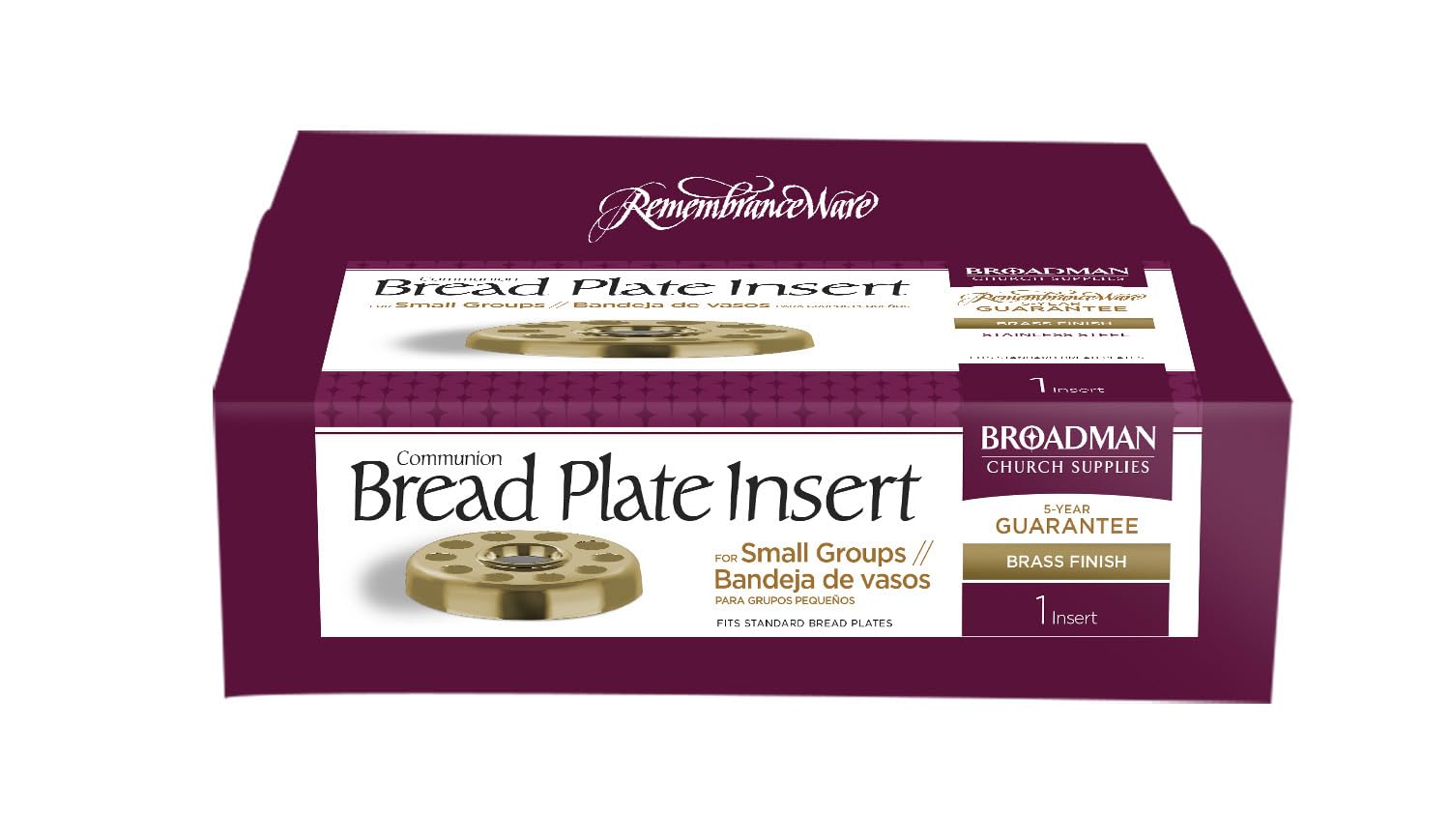 B & H Publishing Group 101348 Communion - Remembranceware - Brasstone Bread Plate Insert For Small Group Communion