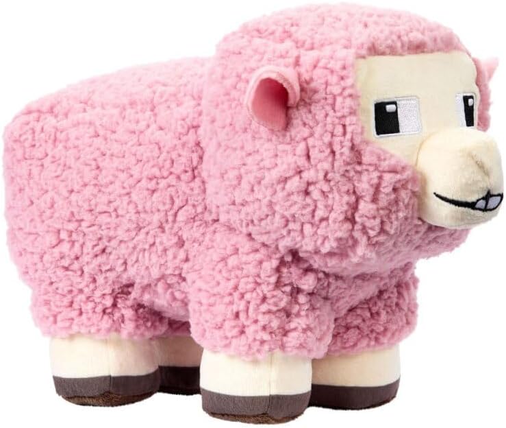 Minecraft Basic Plush Pink Sheep, 8-inch Collectible Soft Doll Inspired by The Movie Inspired by The Video Game