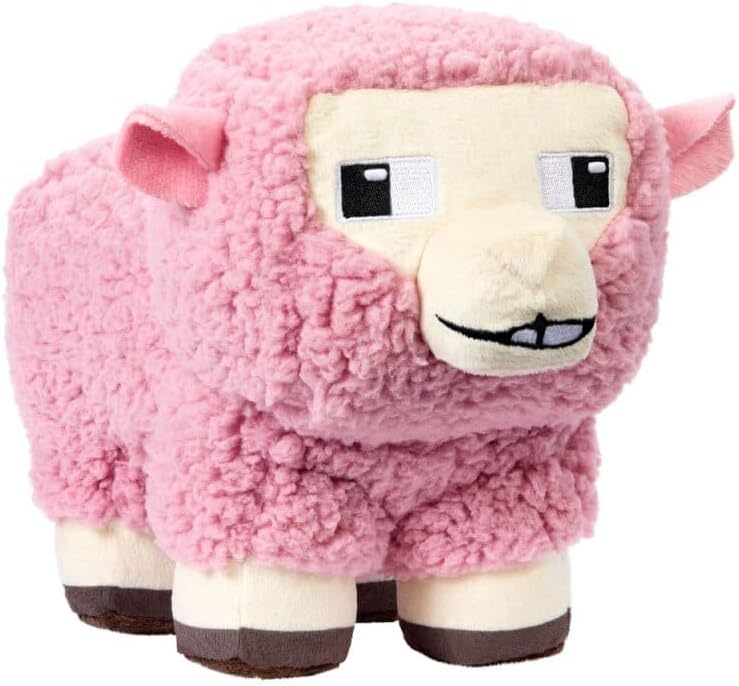 Minecraft Basic Plush Pink Sheep, 8-inch Collectible Soft Doll Inspired by The Movie Inspired by The Video Game