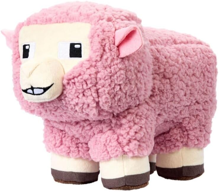 Minecraft Basic Plush Pink Sheep, 8-inch Collectible Soft Doll Inspired by The Movie Inspired by The Video Game