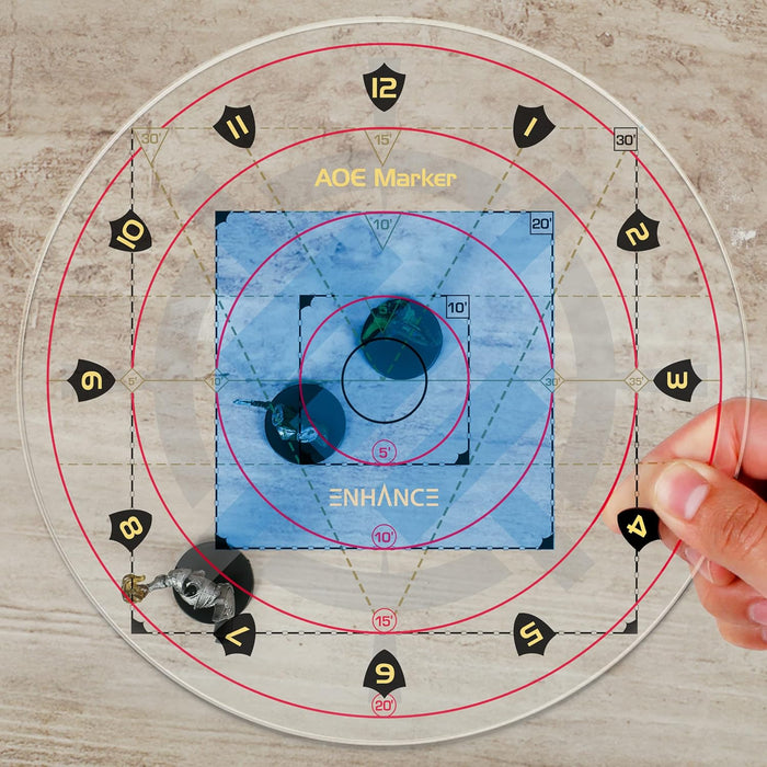 ENHANCE Spell AoE Damage Marker for Tabletop RPG Games - D&D Area of Effect Template Quickly Determines Spell Effects on 1" Grid Battle Maps or Grid-Less Mat Play - DnD Accessories Perfect for DM's