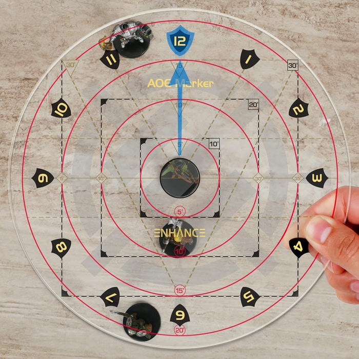 ENHANCE Spell AoE Damage Marker for Tabletop RPG Games - D&D Area of Effect Template Quickly Determines Spell Effects on 1" Grid Battle Maps or Grid-Less Mat Play - DnD Accessories Perfect for DM's