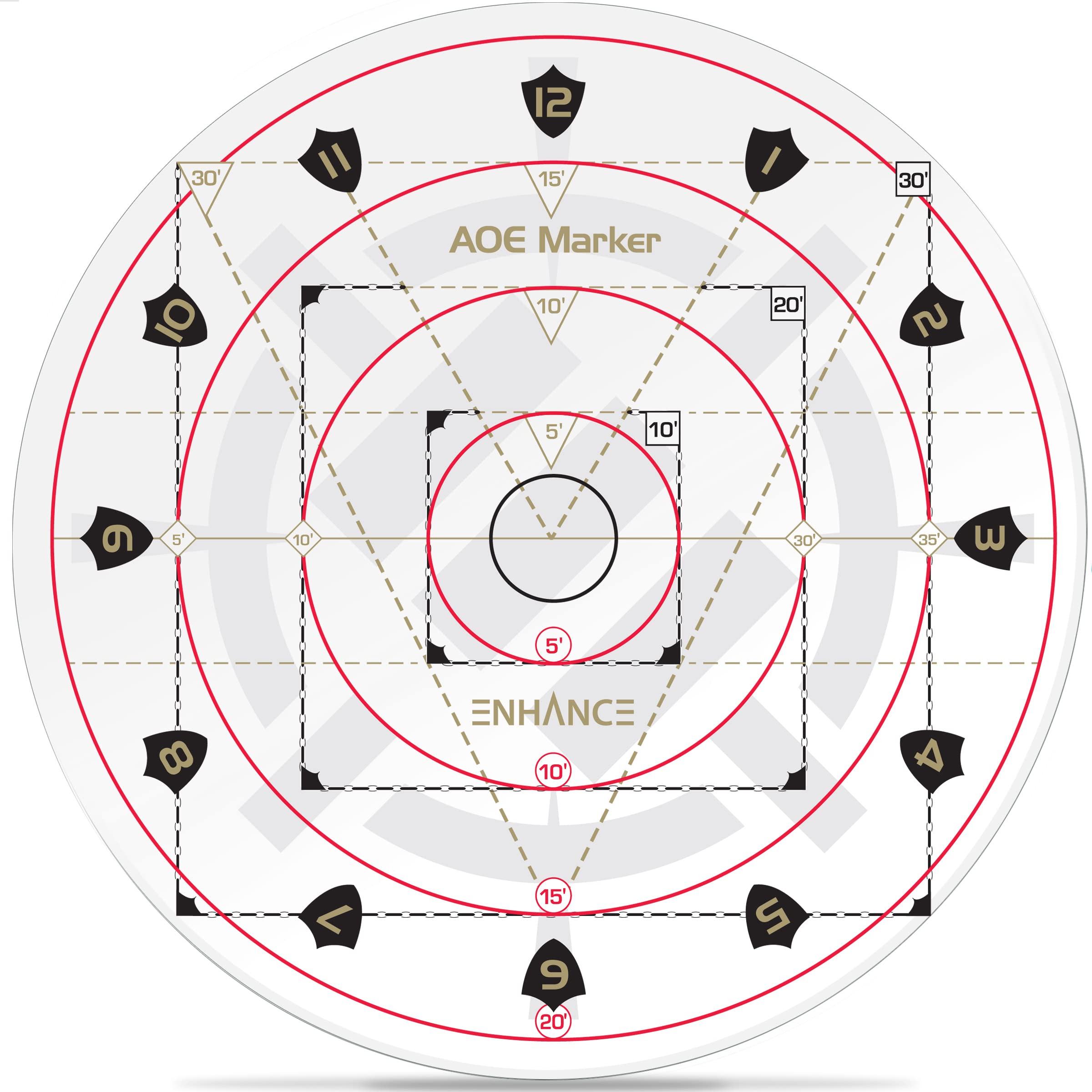 ENHANCE Spell AoE Damage Marker for Tabletop RPG Games - D&D Area of Effect Template Quickly Determines Spell Effects on 1" Grid Battle Maps or Grid-Less Mat Play - DnD Accessories Perfect for DM's