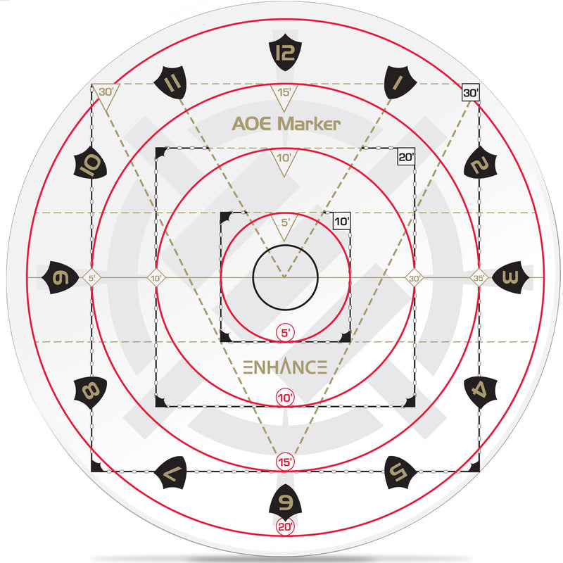 ENHANCE Spell AoE Damage Marker for Tabletop RPG Games - D&D Area of Effect Template Quickly Determines Spell Effects on 1" Grid Battle Maps or Grid-Less Mat Play - DnD Accessories Perfect for DM's