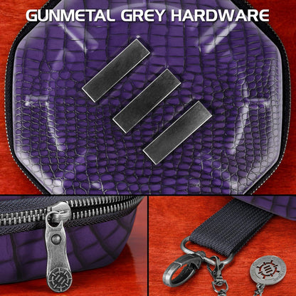 ENHANCE DnD Dice Tray and Case - Collector's Edition DnD Dice Holder up to 150 D&D Shakers with Hard Shell Exterior and Protective Soft Interior - Rolling Tray Perfect for Game Night (Dragon Purple