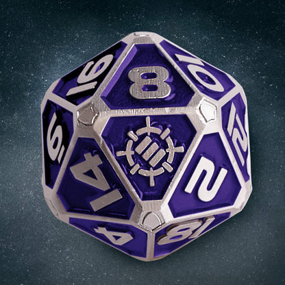 ENHANCE DnD Metal Dice Set - 7pc Polyhedral Dice with 2-in-1 Vegan Leather Dice Bag and Dice Tray, Solid Metal D&D Dice Set for Dungeons and Dragons, Pathfinder, more RPGs (Collector's Edition Purple