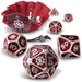 ENHANCE DnD Metal Dice Set - 7pc Polyhedral Dice with 2-in-1 Vegan Leather Bag and Tray, Solid Metal Set for Dungeons and Dragons, Pathfinder, more RPGs (Collector's Edition Red