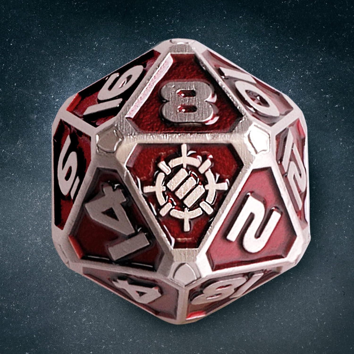 ENHANCE DnD Metal Dice Set - 7pc Polyhedral Dice with 2-in-1 Vegan Leather Bag and Tray, Solid Metal Set for Dungeons and Dragons, Pathfinder, more RPGs (Collector's Edition Red