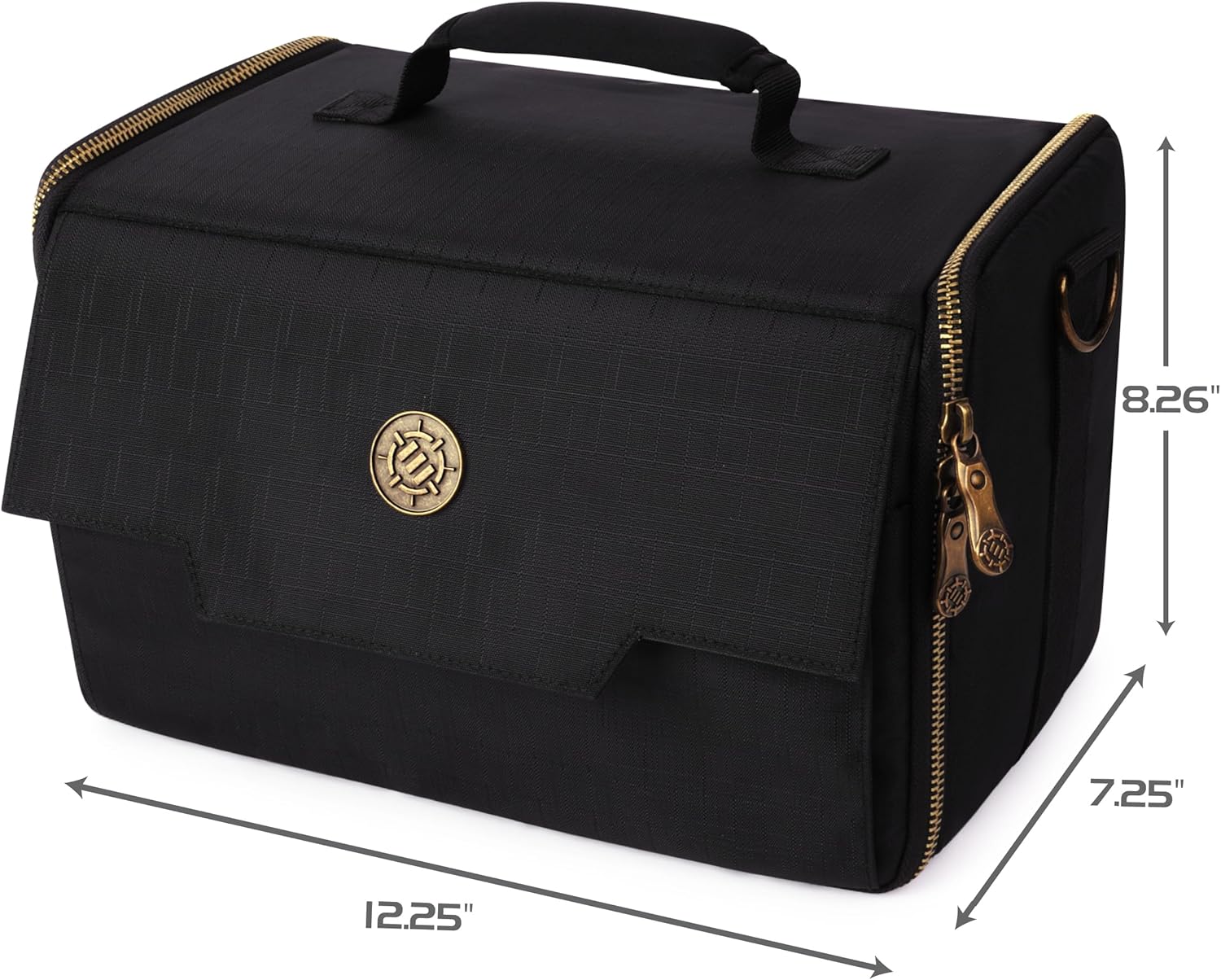 ENHANCE Miniature Figure Satchel - Compact Storage & Carrying Case for DnD Miniatures with Shoulder Strap, 3 Foam Trays (2 Pre-Cut and 1 Pick & Pluck Tray) - Fits Standard 20mm to 25mm Figures