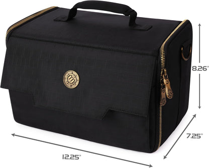 ENHANCE Miniature Figure Satchel - Compact Storage & Carrying Case for DnD Miniatures with Shoulder Strap, 3 Foam Trays (2 Pre-Cut and 1 Pick & Pluck Tray) - Fits Standard 20mm to 25mm Figures