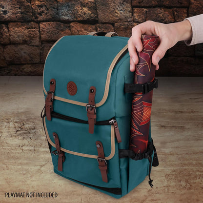 ENHANCE Full-Size Trading Card Storage Box Backpack for Playing Card Case - Card Binder Space, TCG Deck Box Storage, Playmat Holder - Compatible with Magic The Gathering, YuGiOh, DND (Green)