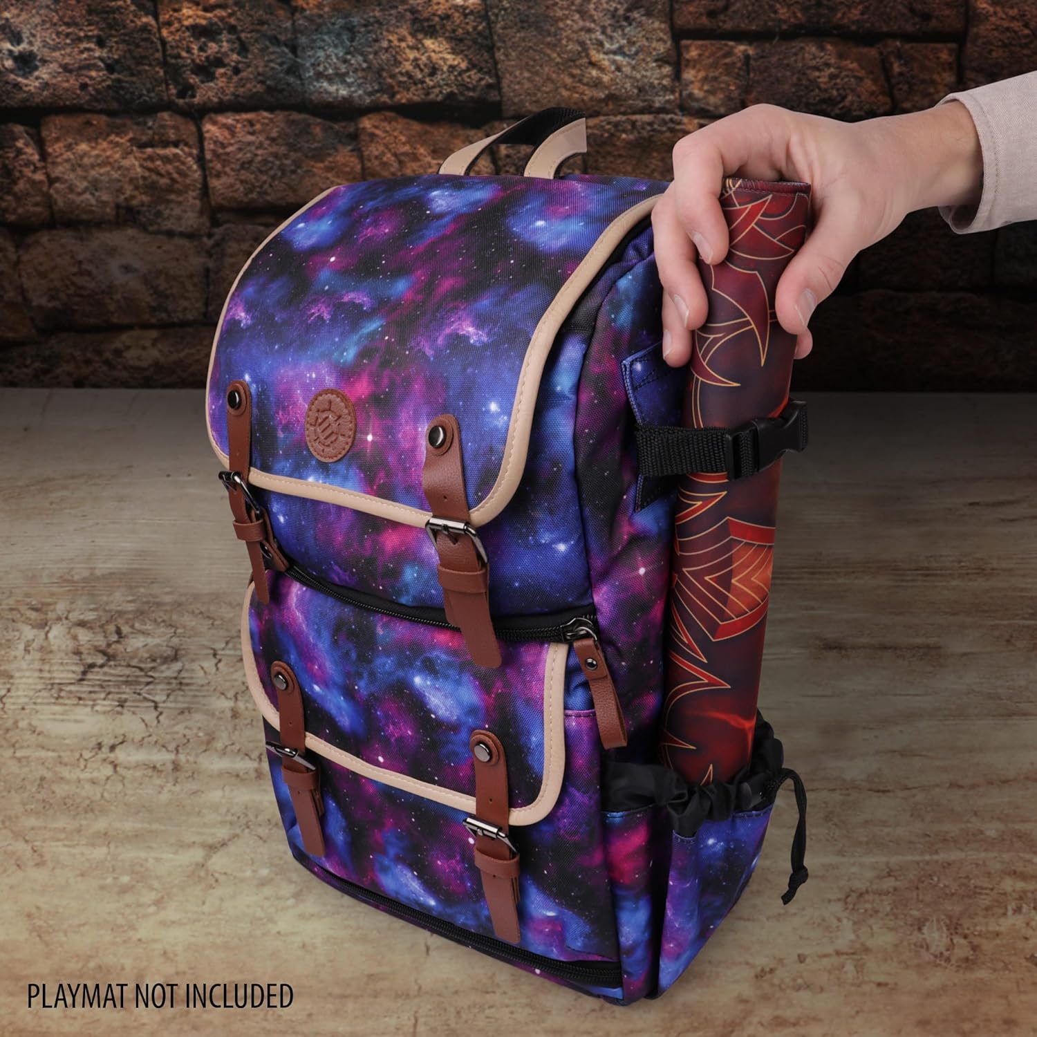 ENHANCE Full-Size Trading Card Storage Box Backpack for Playing Card Case - Card Binder Space, TCG Deck Box Storage, Playmat Holder - Compatible with Magic the Gathering, YuGiOh, DnD (Galaxy