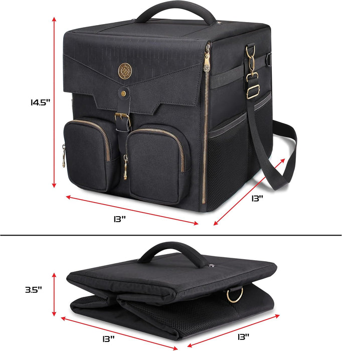 ENHANCE Board Game Shoulder Bag - Reinforced Board Game Storage with Padded Shoulder Strap and Accessories Pockets for Dice, Cards, More - Carrier Protects Tabletop Adventures