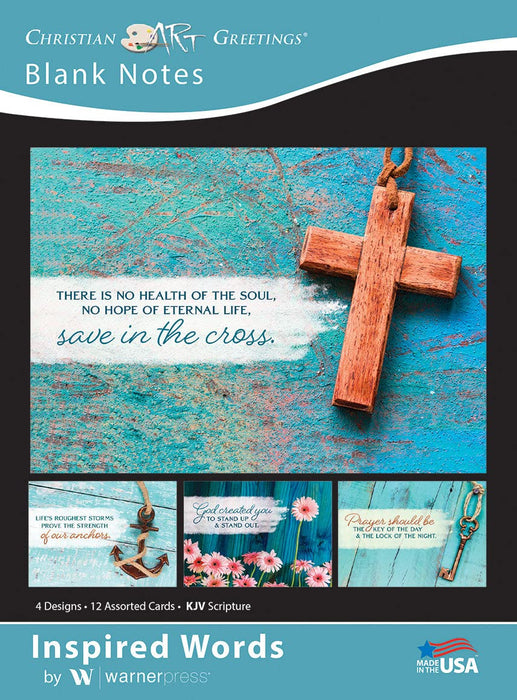 Greeting Cards Assortment Box - Inspired Words (KJV) - General Greeting Cards - Christian Greeting Cards Assortment with Envelopes - Bible Verse Cards - Scripture Cards with Bible Verses - Box of 12
