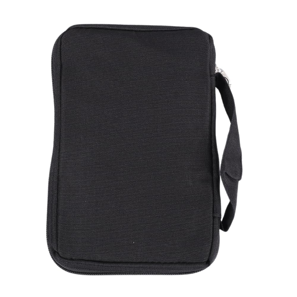 Plain Black Bible Covers | Bible Carrying Case for Men | Bible Bags for Women | Bible Case for Girls Boys | Bible Study Supplies with Ribbon Bookmark Pen Loop Zipper Pockets (9.00 x 6.50 x 1.75)